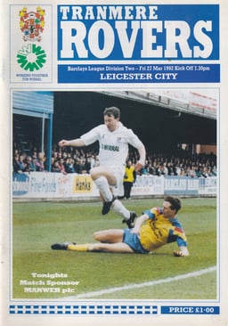 Tranmere Rovers v Leicester City Match Programme 1992-03-27